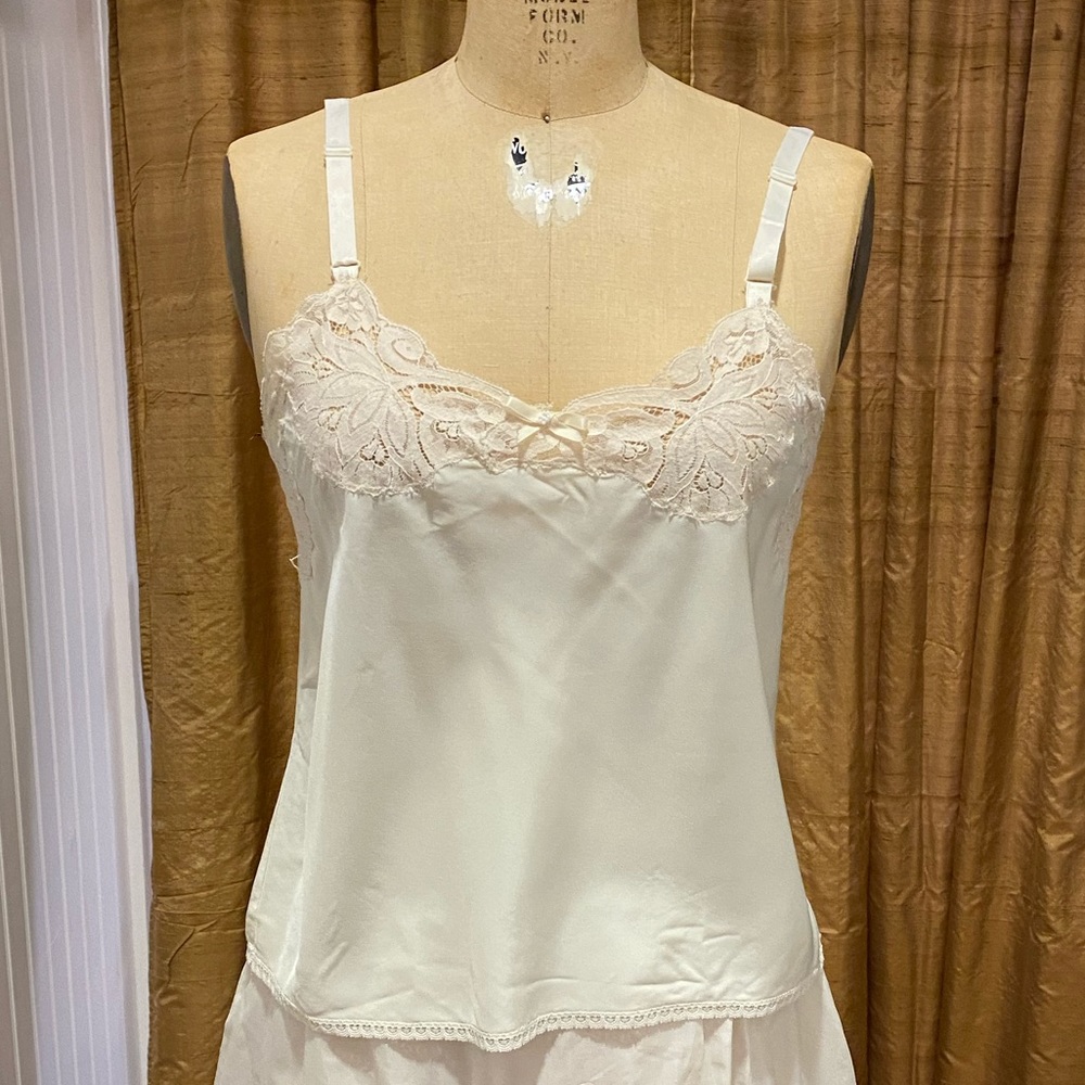 Vintage Off White Nylon and Lace Chemise